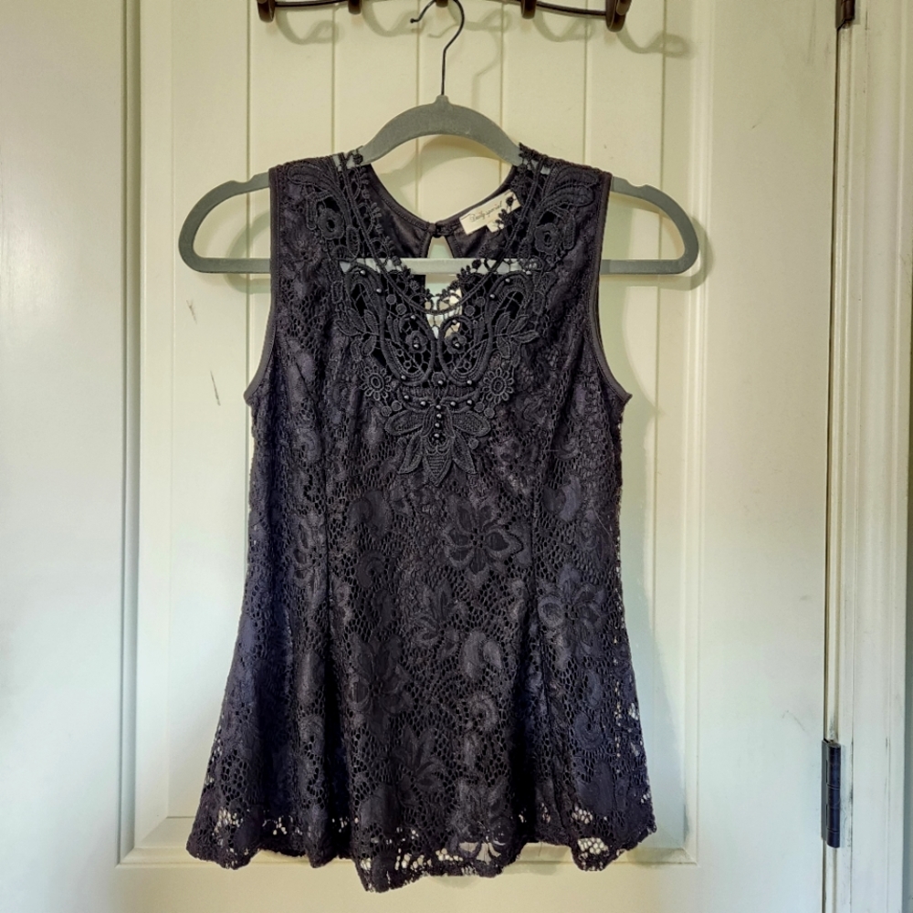 Black Lace Peplum Blouse